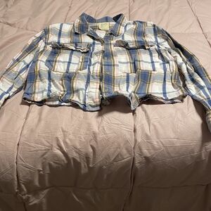 Kids Plaid Button-Down Shirt - Blue, White, and Yellow